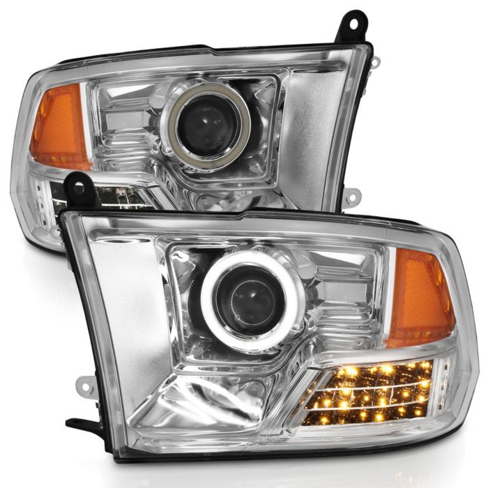 ANZO - 2009-2018 DODGE RAM 1500/2500/3500 PROJECTOR HEADLIGHTS CHROME WITH RX HALO-Headlights-Deviate Dezigns (DV8DZ9)
