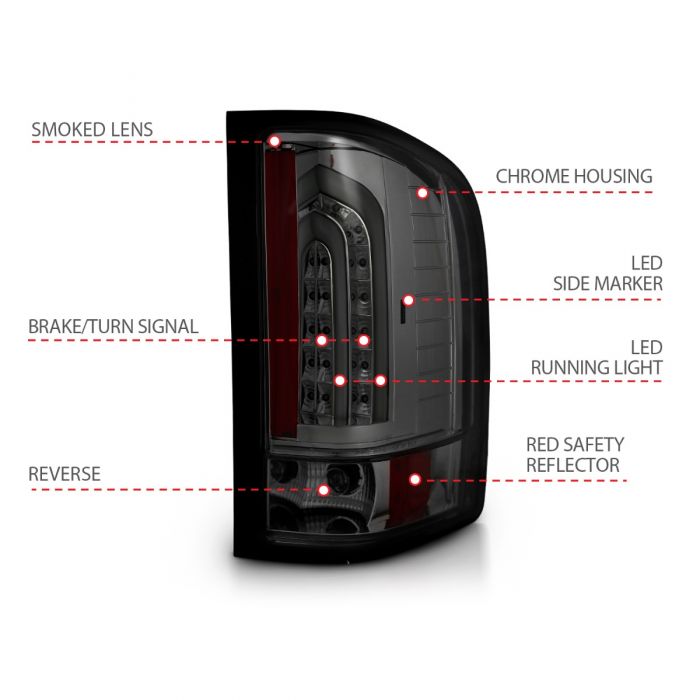 ANZO - 2007-2013 CHEVROLET SILVERADO 1500/2500HD/3500HD LED TAILLIGHTS SMOKE G2-Tail Lights-Deviate Dezigns (DV8DZ9)