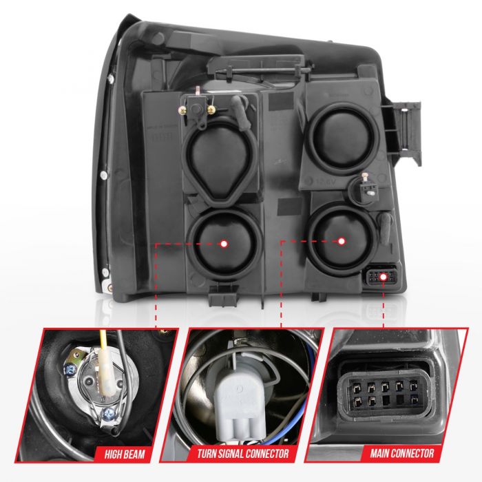 ANZO - 2002-2006 CADILLAC ESCALADE PROJECTOR HEADLIGHTS CHROME WITH RX HALO-Headlights-Deviate Dezigns (DV8DZ9)