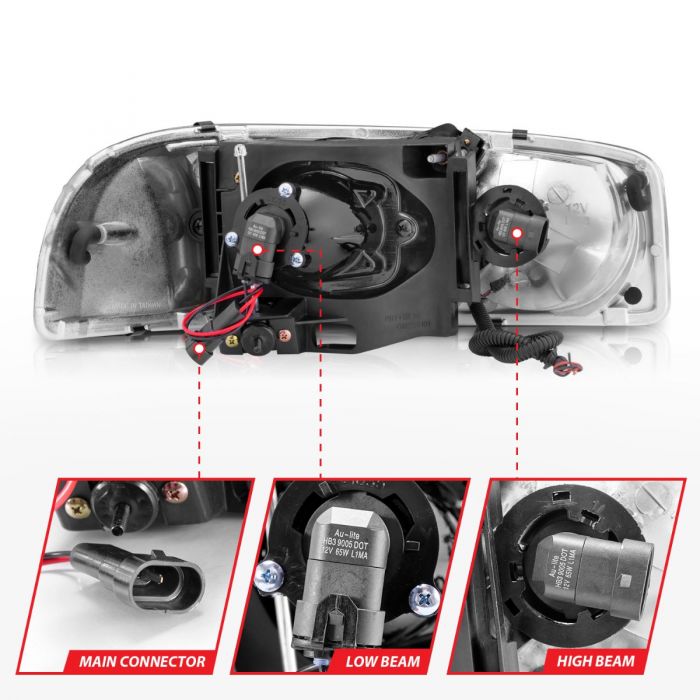 ANZO - 1999-2006 GMC SIERRA 1500/2500/3500 PROJECTOR HEADLIGHT U-BAR CHROME-Headlights-Deviate Dezigns (DV8DZ9)