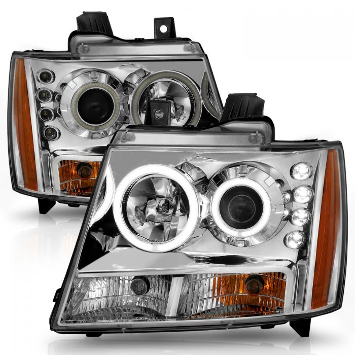 ANZO - 2007-2014 CHEVROLET TAHOE/SUBURBAN PROJECTOR HEADLIGHTS CHROME WITH RX HALO-Headlights-Deviate Dezigns (DV8DZ9)