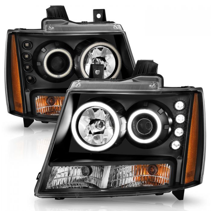 ANZO - 2007-2014 CHEVROLET TAHOE/SUBURBAN PROJECTOR HEADLIGHTS BLACK WITH RX HALO-Headlights-Deviate Dezigns (DV8DZ9)