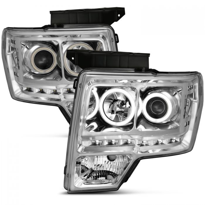 ANZO - 2009-2014 FORD F150 PROJECTOR HEADLIGHTS G2 WITH RX HALO CHROME-Headlights-Deviate Dezigns (DV8DZ9)