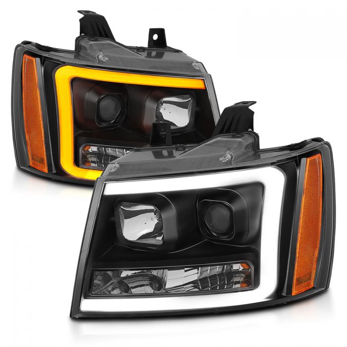 ANZO - 2007-2014 CHEVROLET TAHOE/SUBURBAN PROJECTOR PLANK STYLE SWITCHBACK HEADLIGHTS BLACK-Headlights-Deviate Dezigns (DV8DZ9)