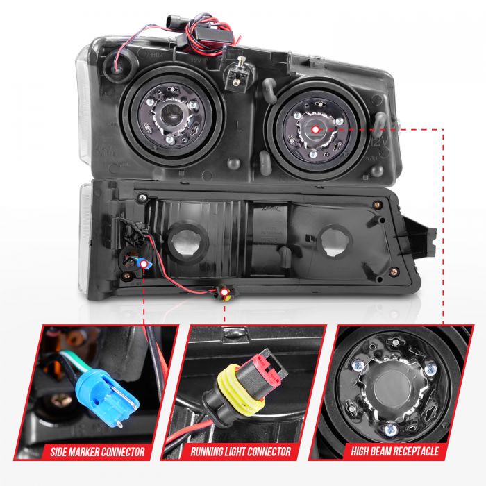 ANZO - 2003-2006 CHEVROLET SILVERADO 1500/2500/3500 CLASSIC LED PLANK CRYSTAL HEADLIGHTS WITH PARKING/SIGNAL LIGHT-Headlights-Deviate Dezigns (DV8DZ9)