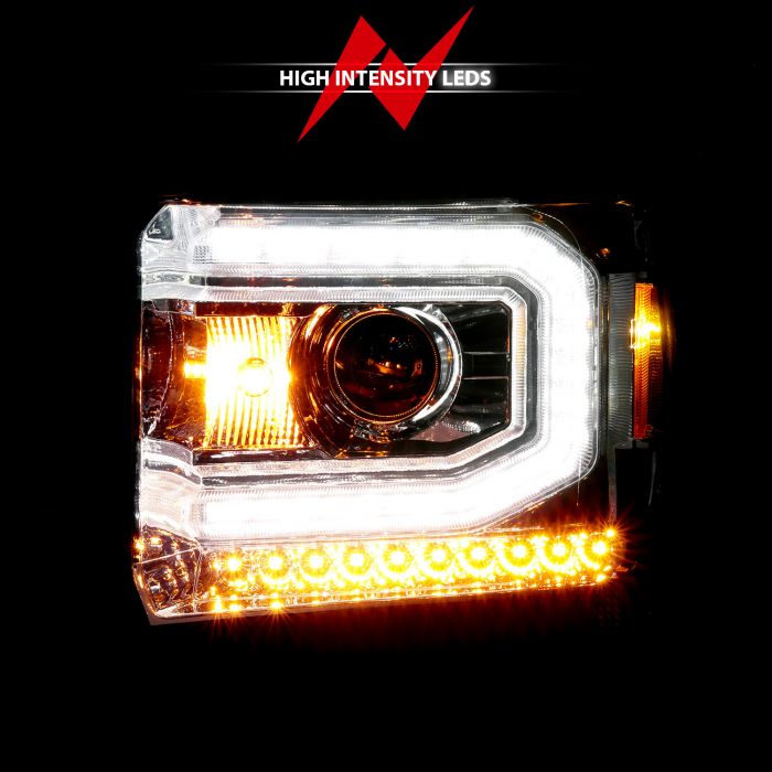 ANZO - 2014-2015 GMC SIERRA 1500/2500HD/3500HD PROJECTOR HEADLIGHTS WITH C BAR CHROME-Headlights-Deviate Dezigns (DV8DZ9)