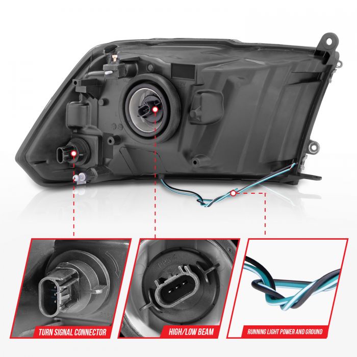 ANZO - 2009-2018 DODGE RAM 1500/2500/3500 HALOGEN HEADLIGHTS CHROME WITH C LIGHT BAR-Headlights-Deviate Dezigns (DV8DZ9)