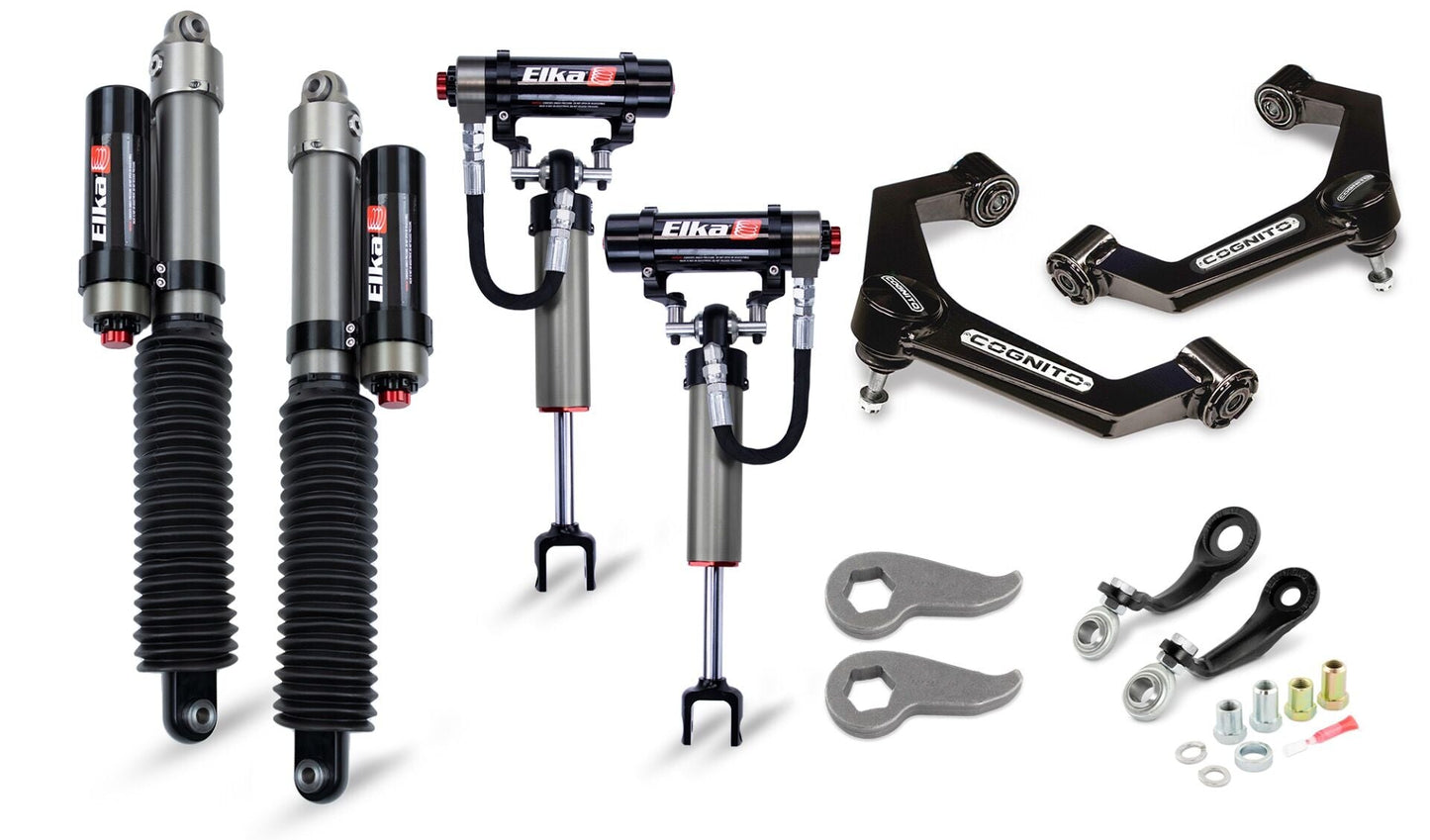 Cognito - 3-Inch Elite Leveling Kit with Elka 2.5 Reservoir shocks for 20-24 Silverado/Sierra 2500/3500 2WD/4WD Trucks