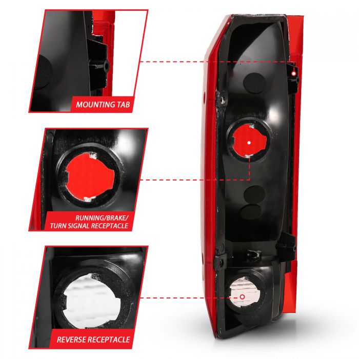 ANZO - 1992-1996 FORD F150/F250 TAILLIGHT RED/CLEAR LENS-Tail Lights-Deviate Dezigns (DV8DZ9)