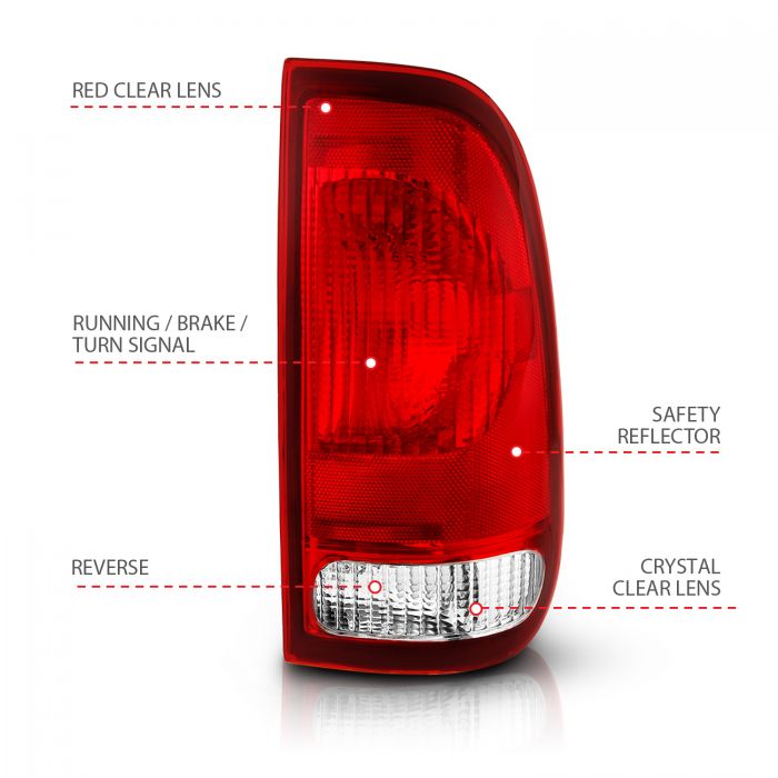 ANZO - 1997-2003 FORD F150 1999-2007 F250/F350 SUPERDUTY TAILLIGHTS RED/CLEAR LENS-Tail Lights-Deviate Dezigns (DV8DZ9)