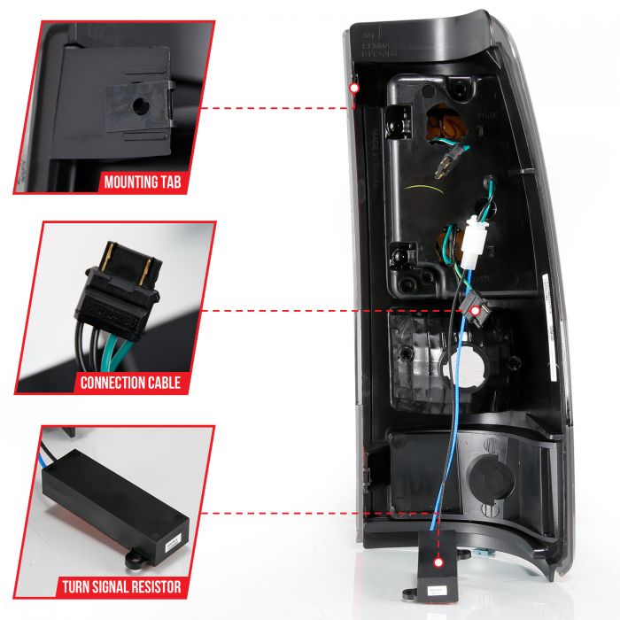 ANZO - 1999-2002 CHEVROLET SILVERADO 1500/2500/3500 LED TAILLIGHTS PLANK STYLE BLACK CLEAR LENS-Tail Lights-Deviate Dezigns (DV8DZ9)