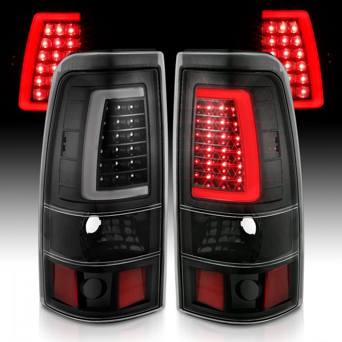 ANZO - 1999-2002 CHEVROLET SILVERADO 1500/2500/3500 LED TAILLIGHTS PLANK STYLE BLACK CLEAR LENS-Tail Lights-Deviate Dezigns (DV8DZ9)