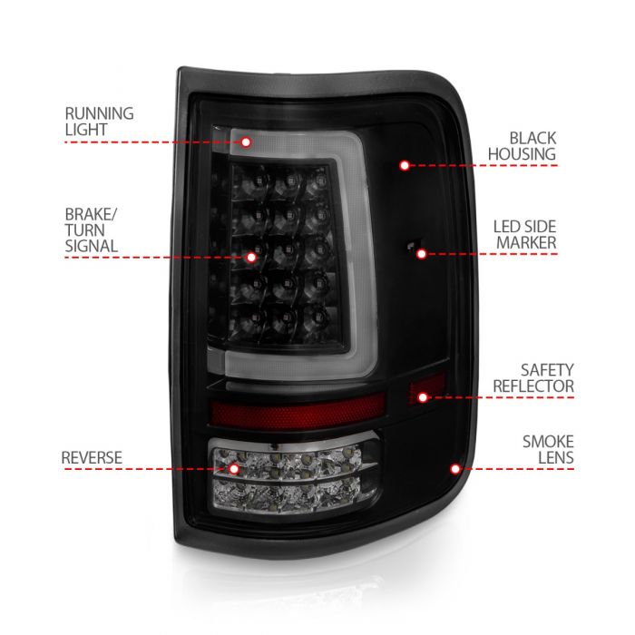 ANZO - 2004-2008 FORD F150 TAILLIGHTS BLACK HOUSING SMOKE LENS WITH C LIGHT BAR-Tail Lights-Deviate Dezigns (DV8DZ9)
