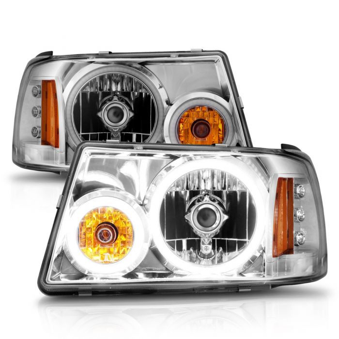 ANZO - 2001-2011 FORD RANGER CRYSTAL HEADLIGHTS CHROME WITH RX HALO 1PC-Headlights-Deviate Dezigns (DV8DZ9)