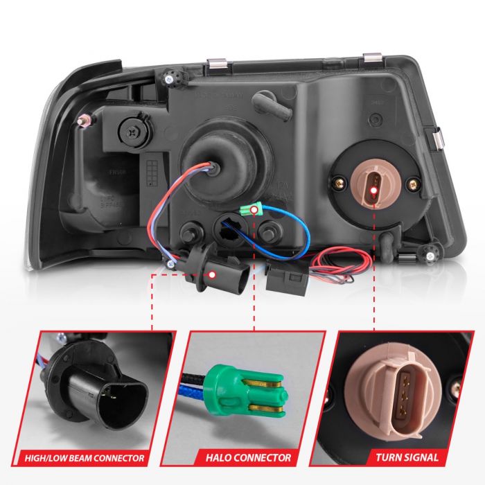 ANZO - 2001-2011 FORD RANGER CRYSTAL HEADLIGHTS CHROME WITH RX HALO 1PC-Headlights-Deviate Dezigns (DV8DZ9)