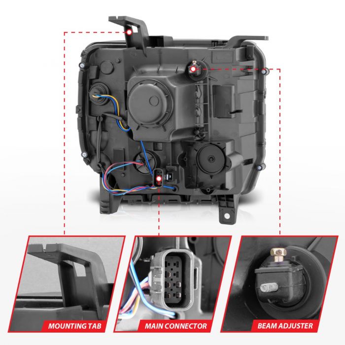 ANZO - 2014-2015 GMC SIERRA 1500/2500HD/3500HD PROJECTOR U-BAR STYLE HEADLIGHTS CHROME-Headlights-Deviate Dezigns (DV8DZ9)