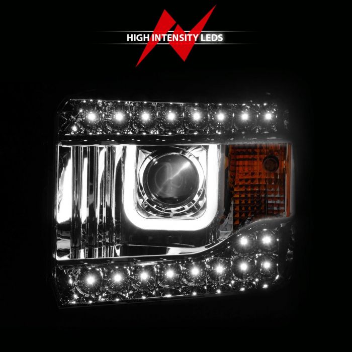 ANZO - 2014-2015 GMC SIERRA 1500/2500HD/3500HD PROJECTOR U-BAR STYLE HEADLIGHTS CHROME-Headlights-Deviate Dezigns (DV8DZ9)