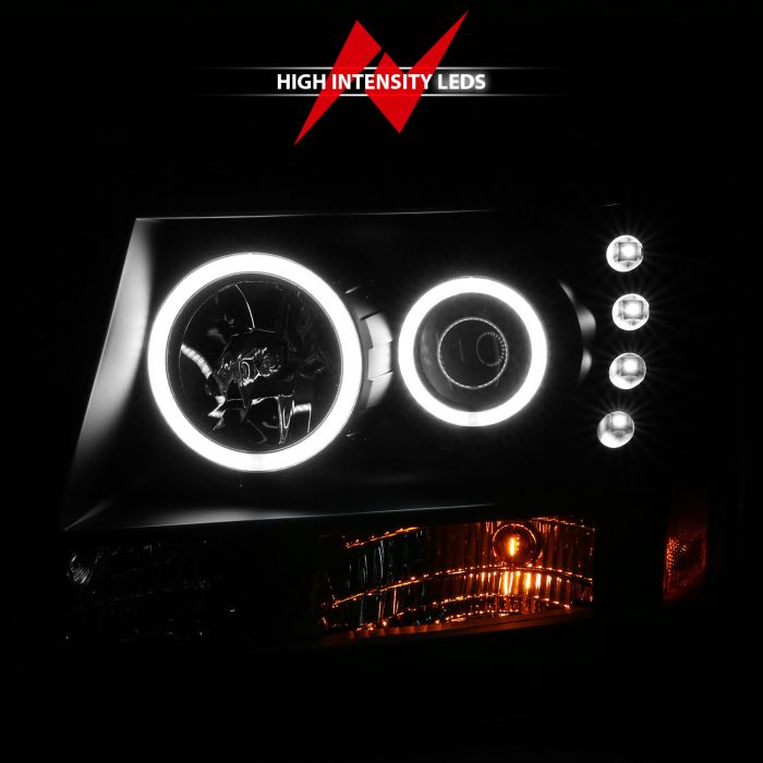 ANZO - 2007-2014 CHEVROLET TAHOE/SUBURBAN PROJECTOR HEADLIGHTS BLACK WITH RX HALO-Headlights-Deviate Dezigns (DV8DZ9)