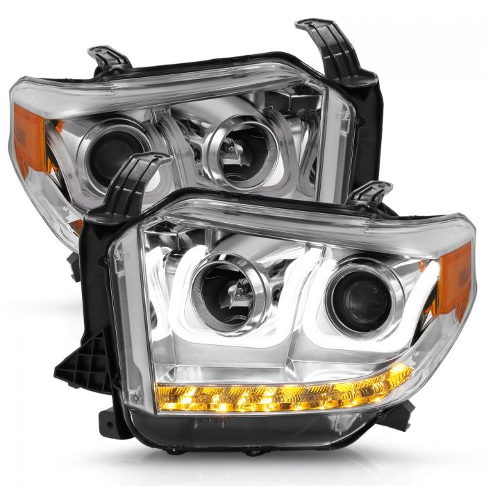 ANZO - 2014-2017 TOYOTA TUNDRA PROJECTOR U-BAR STYLE HEADLIGHTS CHROME-Headlights-Deviate Dezigns (DV8DZ9)
