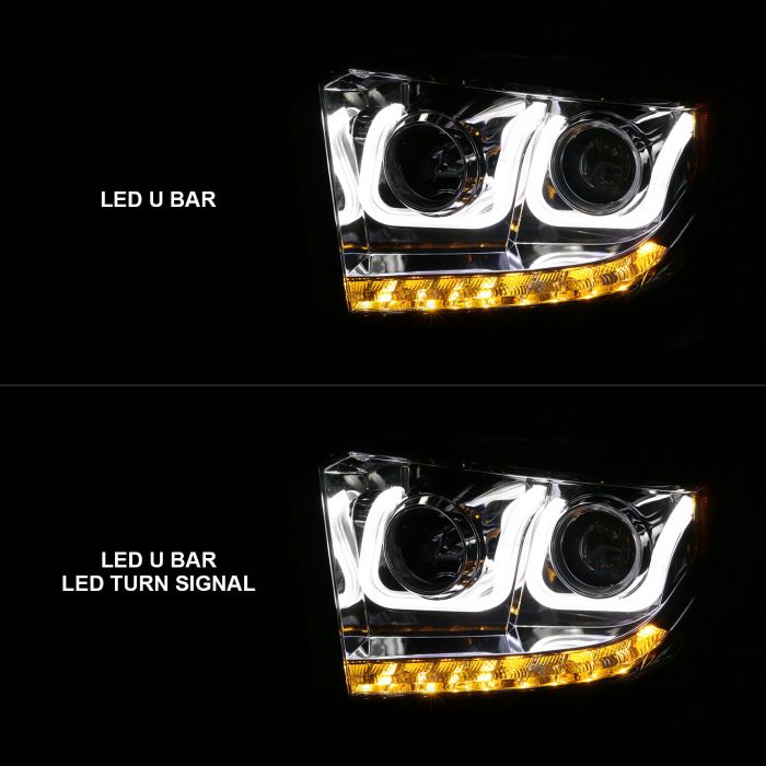 ANZO - 2014-2017 TOYOTA TUNDRA PROJECTOR U-BAR STYLE HEADLIGHTS CHROME-Headlights-Deviate Dezigns (DV8DZ9)
