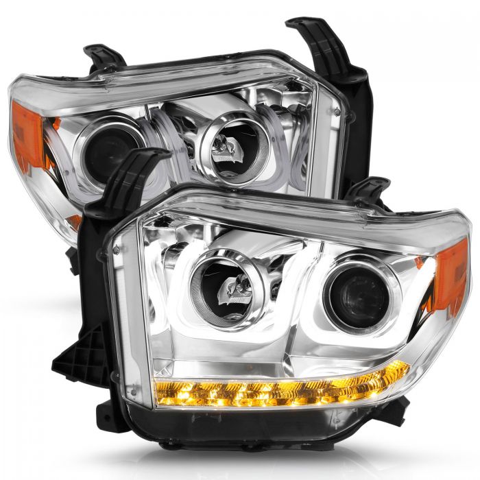 ANZO - 2014-2017 TOYOTA TUNDRA PROJECTOR U-BAR STYLE HEADLIGHTS CHROME-Headlights-Deviate Dezigns (DV8DZ9)