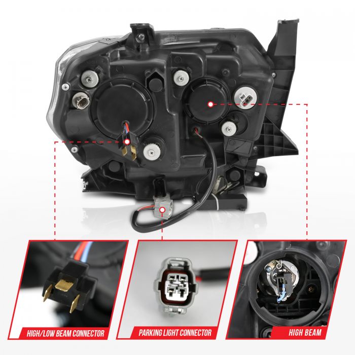 ANZO - 2014-2017 TOYOTA TUNDRA PROJECTOR U-BAR STYLE HEADLIGHTS CHROME-Headlights-Deviate Dezigns (DV8DZ9)