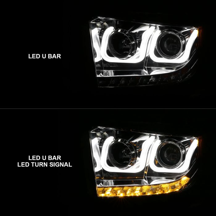 ANZO - 2014-2017 TOYOTA TUNDRA PROJECTOR U-BAR STYLE HEADLIGHTS CHROME-Headlights-Deviate Dezigns (DV8DZ9)