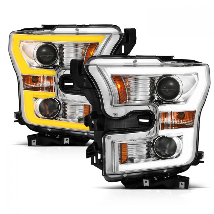 ANZO - 2015-2017 FORD F150 PROJECTOR PLANK STYLE SWITCHBACK HEADLIGHT WITH CHROME HOUSING-Headlights-Deviate Dezigns (DV8DZ9)