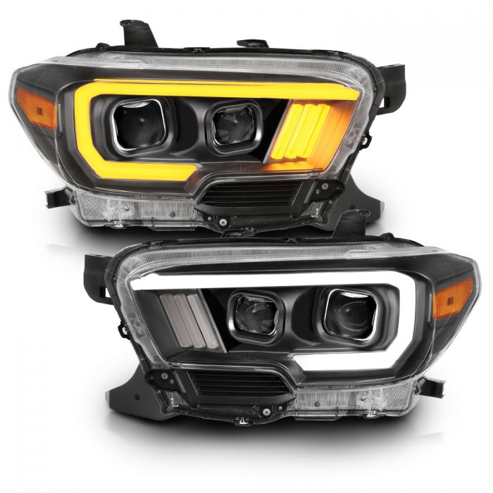 ANZO - 2016-2022 TOYOTA TACOMA PROJECTOR PLANK STYLE SWITCHBACK HEADLIGHTS BLACK AMBER-Headlights-Deviate Dezigns (DV8DZ9)