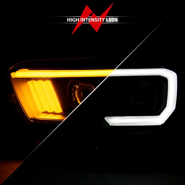 ANZO - 2016-2022 TOYOTA TACOMA PROJECTOR PLANK STYLE SWITCHBACK HEADLIGHTS BLACK AMBER-Headlights-Deviate Dezigns (DV8DZ9)