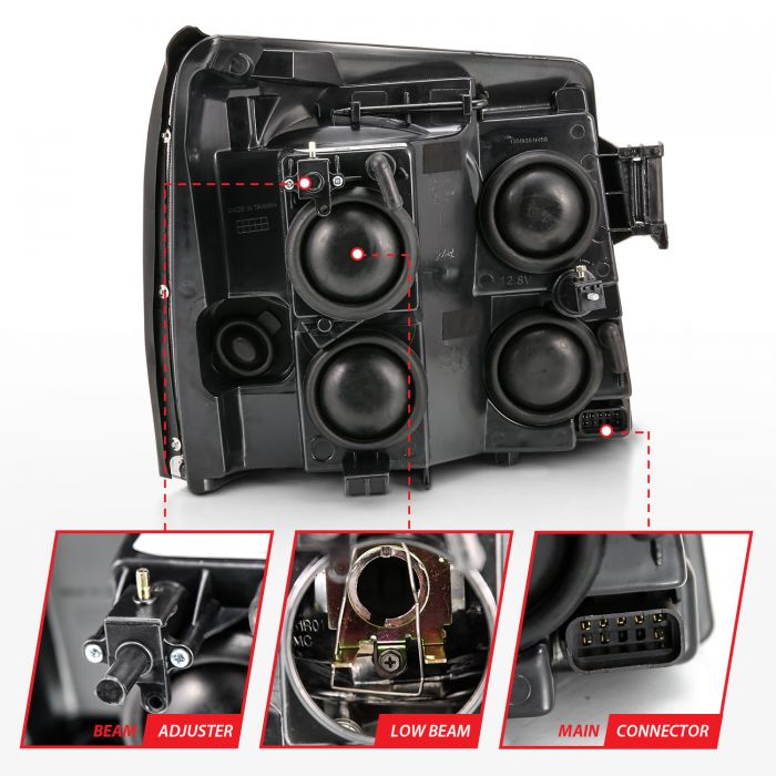 ANZO - 2003-2006 CADILLAC ESCALADE CRYSTAL HEADLIGHT BLACK AMBER-Headlights-Deviate Dezigns (DV8DZ9)