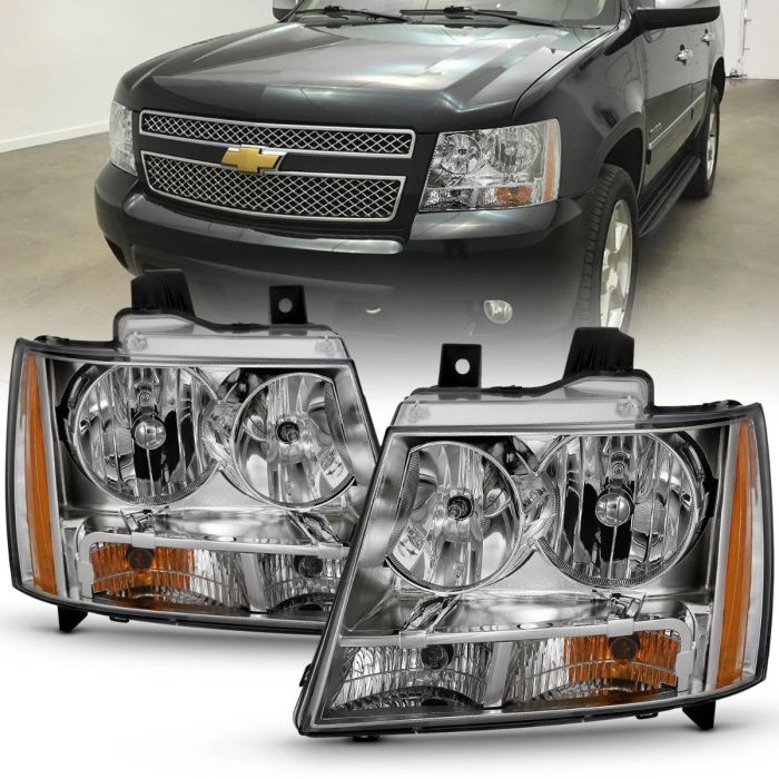 ANZO - 2007-2014 CHEVROLET TAHOE/SUBURBAN CRYSTAL HEADLIGHT CHROME-Headlights-Deviate Dezigns (DV8DZ9)