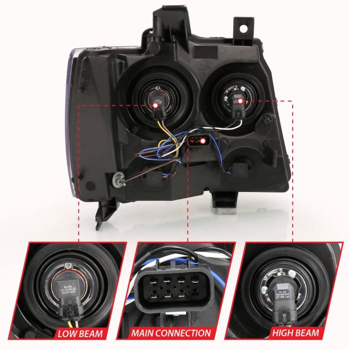 ANZO - 2007-2014 CHEVROLET TAHOE/SUBURBAN CRYSTAL HEADLIGHT CHROME-Headlights-Deviate Dezigns (DV8DZ9)