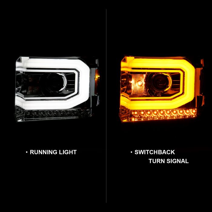 ANZO - 2014-2015 GMC SIERRA 1500/2500HD/3500HD CHROME PROJECTOR HEADLIGHTS WITH SWITCHBACK C LIGHT BAR-Headlights-Deviate Dezigns (DV8DZ9)