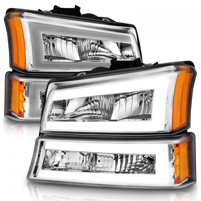 ANZO - 2003-2006 CHEVROLET SILVERADO 1500/2500/3500 CLASSIC LED PLANK CRYSTAL HEADLIGHTS WITH PARKING/SIGNAL LIGHT-Headlights-Deviate Dezigns (DV8DZ9)