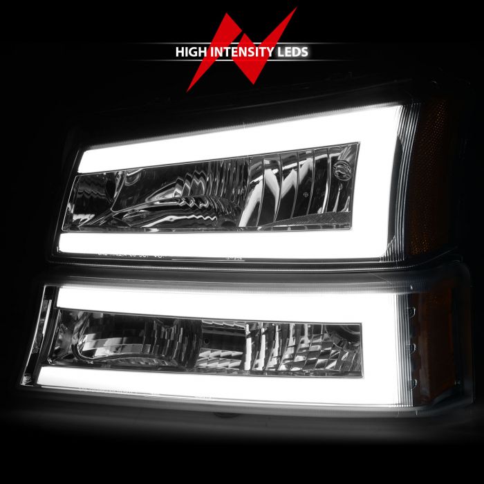 ANZO - 2003-2006 CHEVROLET SILVERADO 1500/2500/3500 CLASSIC LED PLANK CRYSTAL HEADLIGHTS WITH PARKING/SIGNAL LIGHT-Headlights-Deviate Dezigns (DV8DZ9)