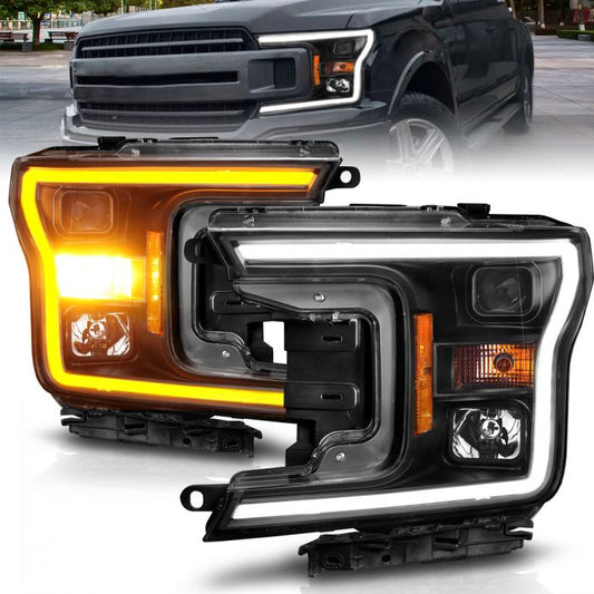 ANZO - 2018-2020 FORD F150 PROJECTOR PLANK STYLE SWITCHBACK HEADLIGHTS BLACK-Headlights-Deviate Dezigns (DV8DZ9)