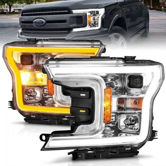ANZO - 2018-2020 FORD F150 PROJECTOR PLANK STYLE SWITCHBACK HEADLIGHTS CHROME-Headlights-Deviate Dezigns (DV8DZ9)