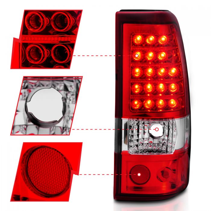 ANZO - 2003-2006 CHEVROLET SILVERADO 1500/2500/3500 CLASSIC LED TAILLIGHT RED/CLEAR-Tail Lights-Deviate Dezigns (DV8DZ9)