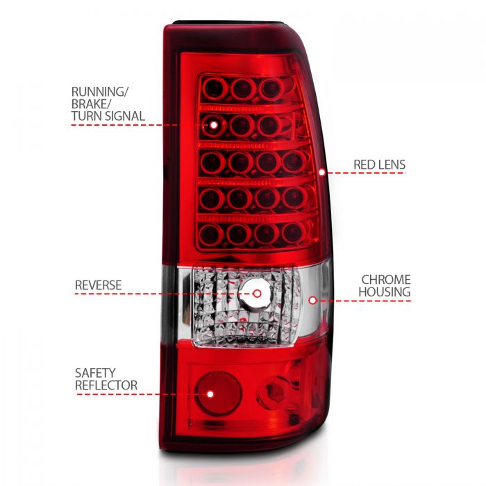 ANZO - 2003-2006 CHEVROLET SILVERADO 1500/2500/3500 CLASSIC LED TAILLIGHT RED/CLEAR-Tail Lights-Deviate Dezigns (DV8DZ9)