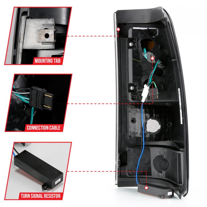 ANZO - 1999-2002 CHEVROLET SILVERADO 1500/2500/3500 CLASSIC 07 LED TAILLIGHTS PLANK STYLE BLACK SMOKE LENS-Tail Lights-Deviate Dezigns (DV8DZ9)