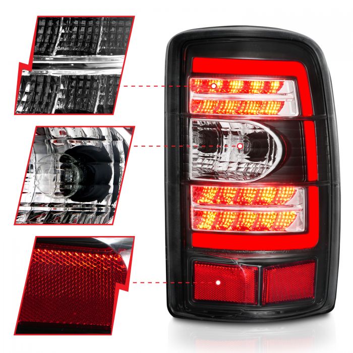 ANZO - 2000-2006 CHEVROLET TAHOE/SUBURBAN/GMC YUKON LED TAILLIGHTS CLEAR LENS BLACK HOUSING-Tail Lights-Deviate Dezigns (DV8DZ9)