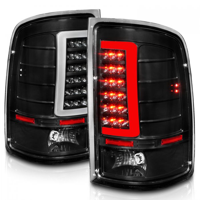 ANZO - 2007-2013 GMC SIERRA 1500/2500HD/3500HD LED TAILLIGHTS BLACK HOUSING CLEAR LENS WITH C LIGHT BAR-Tail Lights-Deviate Dezigns (DV8DZ9)