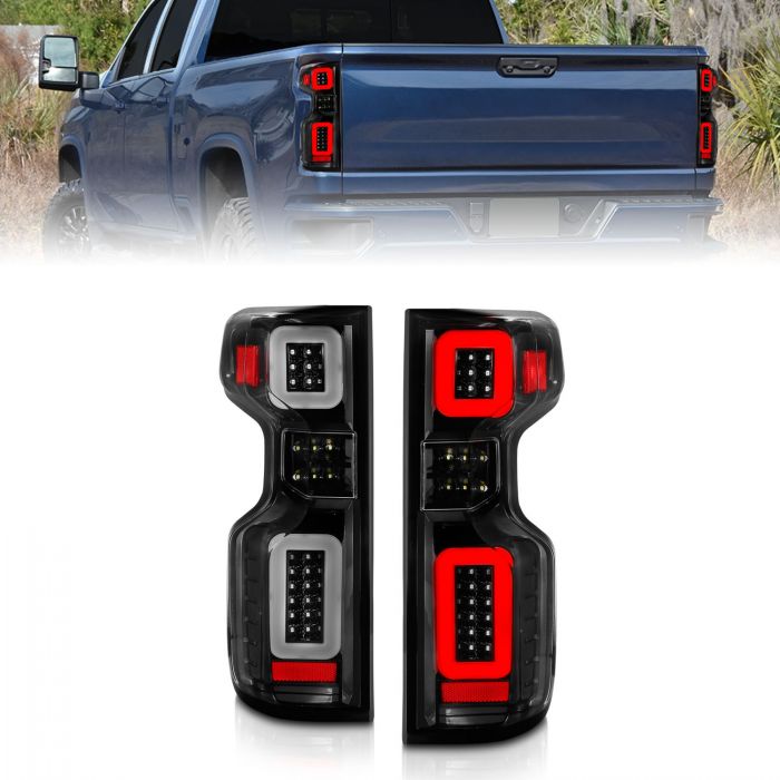 ANZO - 2019-2021 CHEVROLET SILVERADO 1500 FULL LED TAILLIGHT BLACK HOUSING CLEAR LENS (FACTORY LED MODELS)-Tail Lights-Deviate Dezigns (DV8DZ9)