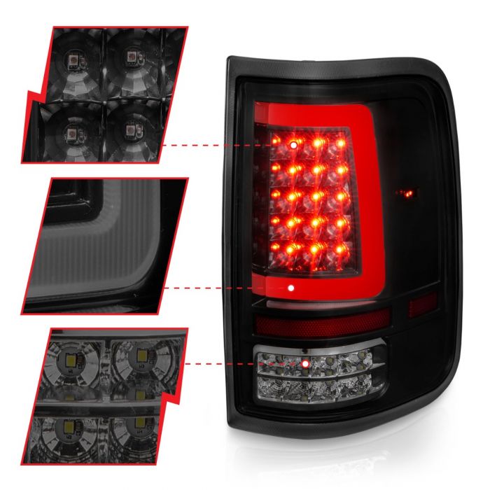 ANZO - 2004-2008 FORD F150 TAILLIGHTS BLACK HOUSING SMOKE LENS WITH C LIGHT BAR-Tail Lights-Deviate Dezigns (DV8DZ9)
