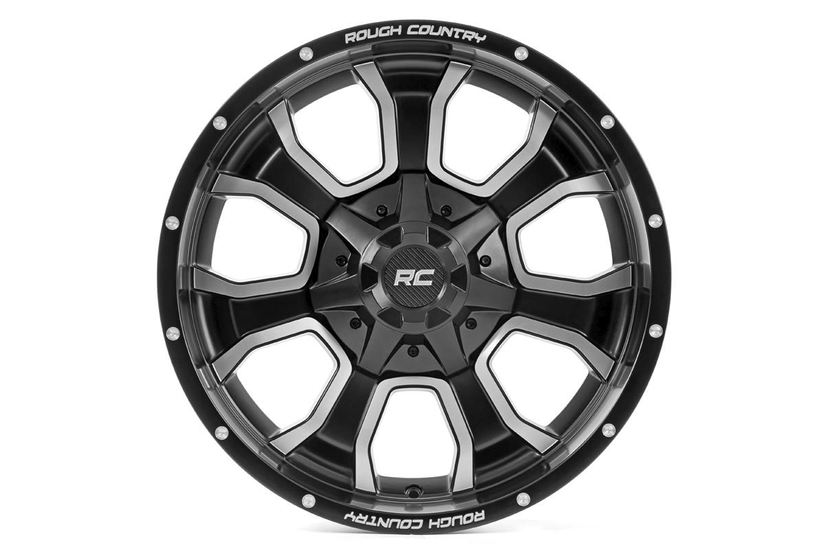Rough Country  | Rough Country 93 Series Wheel | One-Piece | Machined Black | 20x10 |