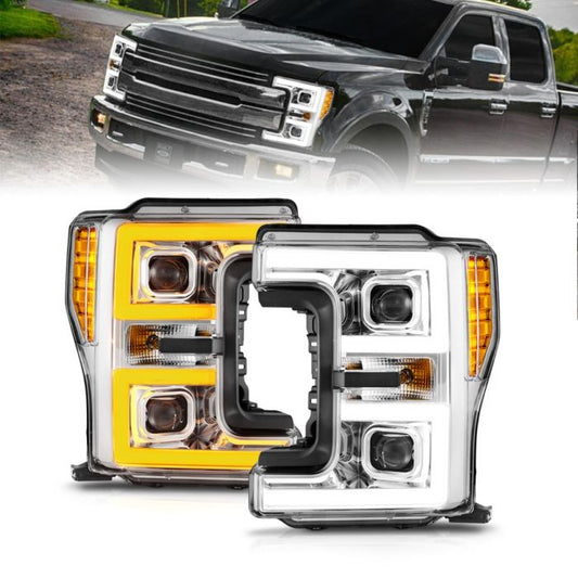 ANZO - 2017-2019 FORD SUPER DUTY FULL LED PROJECTOR SWITCHBACK PLANK HEADLIGHTS CHROME-Headlights-Deviate Dezigns (DV8DZ9)