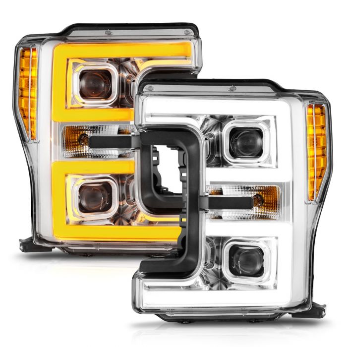ANZO - 2017-2019 FORD SUPER DUTY FULL LED PROJECTOR SWITCHBACK PLANK HEADLIGHTS CHROME-Headlights-Deviate Dezigns (DV8DZ9)