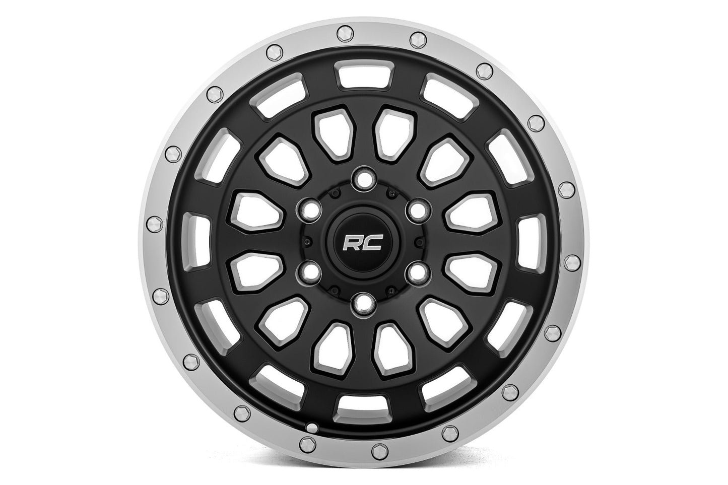 Rough Country  | Rough Country 87 Series Wheel | Simulated Beadlock | Black/Machined | 17x8.5 |
