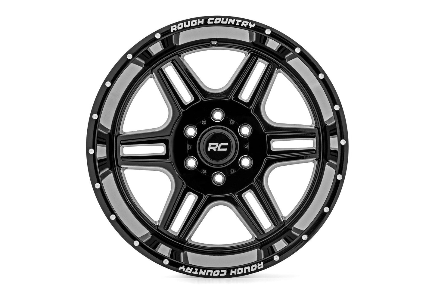 Rough Country  | Rough Country 92 Series Wheel | Machined One-Piece | Gloss Black | 22x12 |
